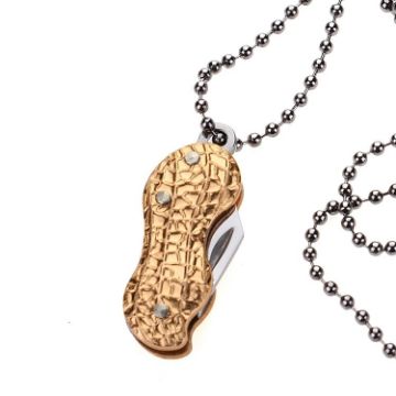 Stainless Steel Peanut Shape Folding Necklace Knife (Random Color) - 1
