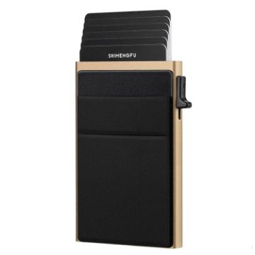 Gold Slim Metal Wallet RFID Blocking Pop Up Card Holder Clip - 1