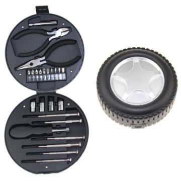 24 In 1 Tire Shaped Home Hardware Tool Set (Black) - 1
