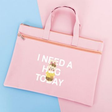 Embrace Rabbit Pink A4 Zipper Canvas File Bags for Students - 1