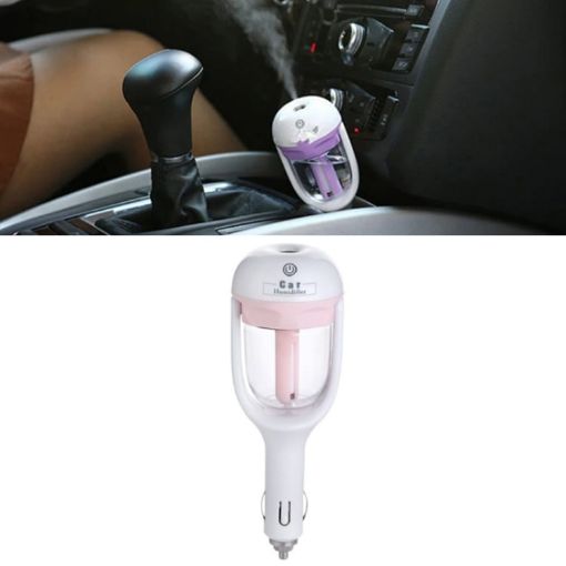 Pink Car Humidifier & Air Purifier with Negative Ion Aromatherapy - 1