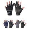 Waterproof Gray Fingerless Fishing Gloves - Non-Slip, Wear-Resistant - 2