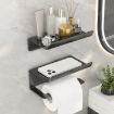Gray Stainless Steel No-Punch Paper Holder with Phone Rack Shelf - 2