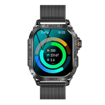 K63 1.96-Inch Bluetooth Call Sports Smart Watch, Black Steel - 1