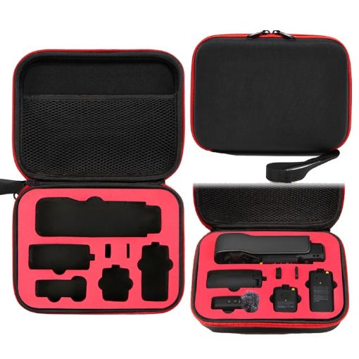 DJI Osmo Pocket 3 Camera Storage Bag - Black Shell, Red Inner - 1