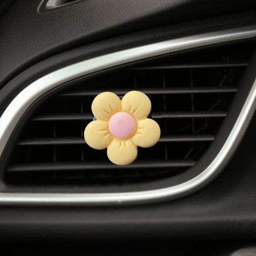 Yellow Candy-colored Five-petal Flower Car Vent Aromatherapy Clip - 1