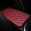 Red PU Leather Glitter Car Armrest Console Cover Mat 32x19cm - 1