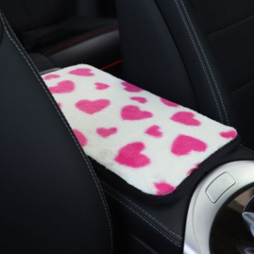 Rose Red Plush Heart Car Center Console Cover Mat 32x19cm - 1