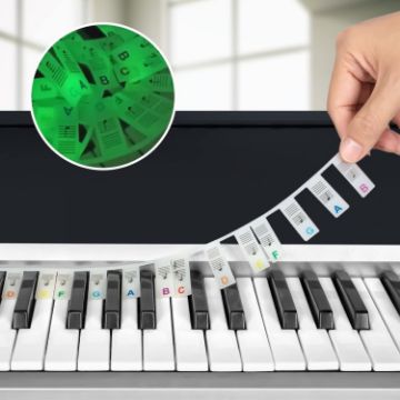 Luminous Silicone Piano Notes Guide, 61 Keys, Color Text Keyboard - 1