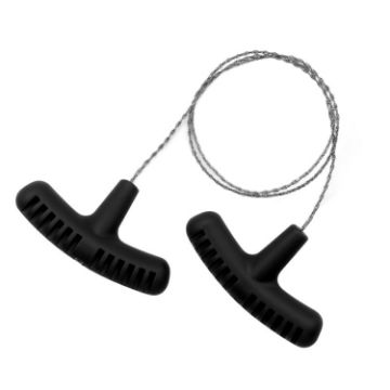 Black Stainless Steel Hand-pulled Wire Saw, 63cm Outdoor Survival Tool - 1