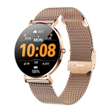 T8 Gold Smart Watch 1.3" Heart Rate/BP/Oxygen Monitor Bluetooth - 1