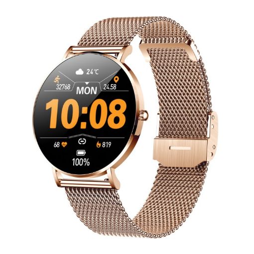 T8 Gold Smart Watch 1.3" Heart Rate/BP/Oxygen Monitor Bluetooth - 1
