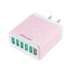Multifunctional 6-Port USB Travel Charger, Pink US Plug - 1