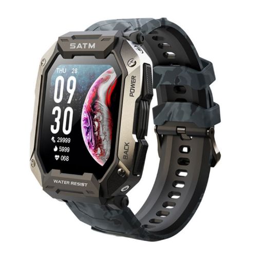 C20Plus 1.81" Waterproof Smart Watch, Camouflage Black with Bluetooth - 1