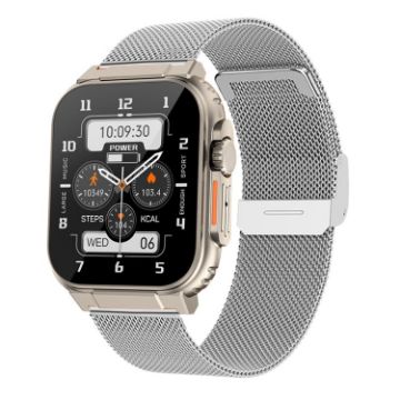 A70 1.96" IP68 Waterproof Bluetooth Smartwatch Silver Steel - 1