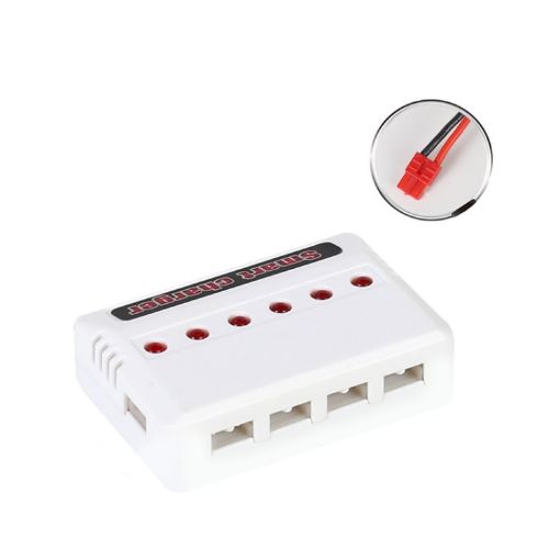 Drone USB Charger for One to Six 3.7V Lithium Batteries, White - 1