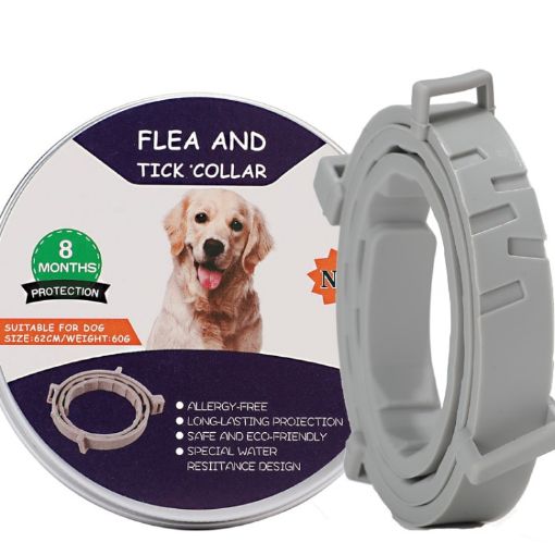 Flea & Tick Collar for Dogs Cats, Gray, 72cm, Aluminum Case - 1