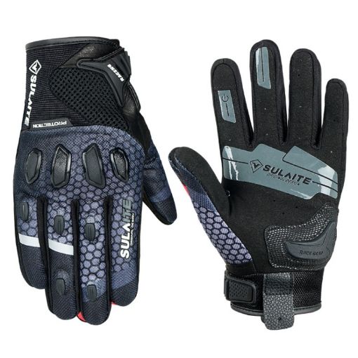 SULAITE Touch Screen Breathable Mesh Cycling Gloves, Size L (Black) - 1