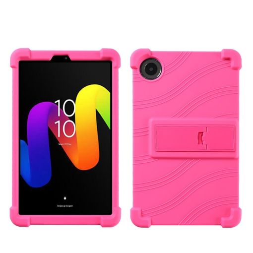 TCL Tab 8 Gen 2 Shockproof Silicone Case with Holder, Rose Red - 1