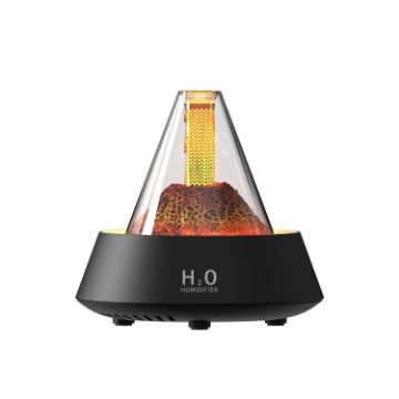 80ml Black Volcanic Lava Aromatherapy Humidifier with USB & Lights - 1