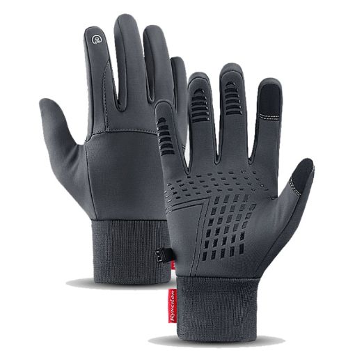 Kyncilor XL Gray Waterproof Cycling Gloves Touchscreen Velvet Warm - 1