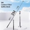 aMagisn 3m Carbon Fiber Selfie Stick for Action Cameras - 3