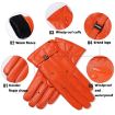 OZERO Sheepskin Womens Red Gloves, Fleece Lined, Size M - 6