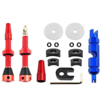 Red 44mm Tubeless French Valve for Mountain Road Bike - 1