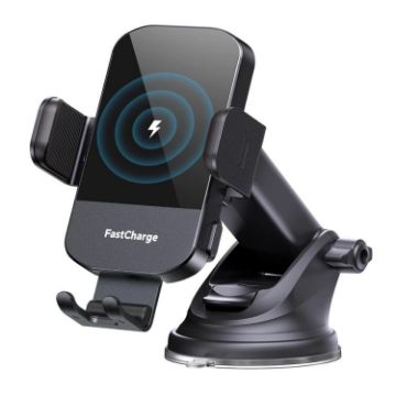 15W Car Wireless Charging Phone Holder with Suction Cup - 1