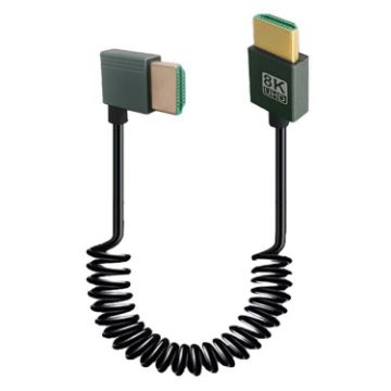 8K 60Hz HDMI 2.1 Cable 0.5m, Right Bend, Spring Design - 1