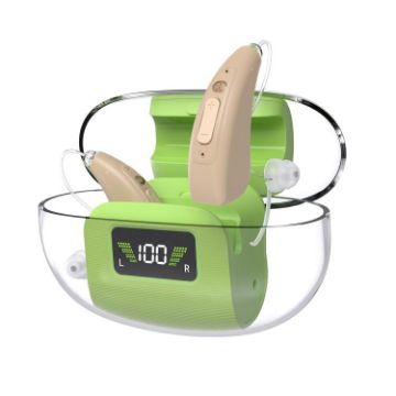 16-Channel Skin Color Digital Hearing Aid with Display & Charger - 1