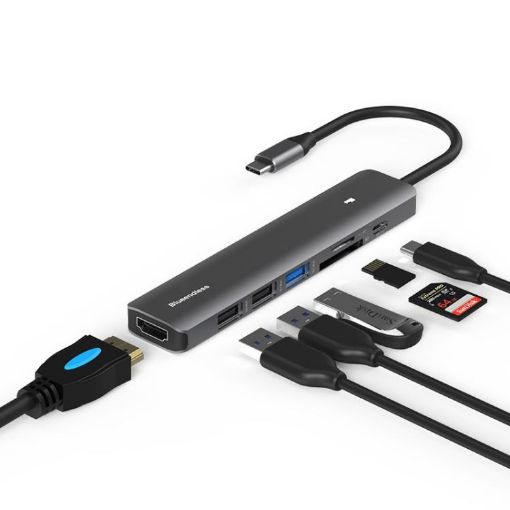 Blueendless 7-in-1 Type-C Dock: HDMI, PD, USB, SD & TF Slots - 1