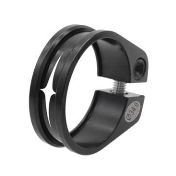 Aluminum 34.9mm Black Bicycle Seatpost Clamp Ring Fittings - 1