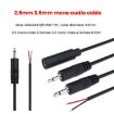 3.5mm Female Mono 2Pin AUX Cable, 25cm Audio Power Cord - 4