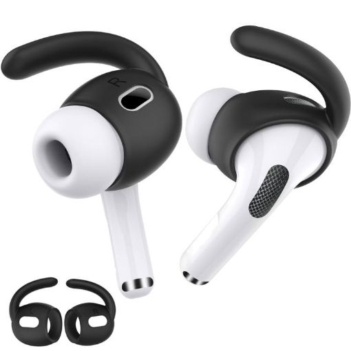 AhaStyle PT189 Silicone Ear Hooks for AirPods Pro 2 (Black Small) - 1