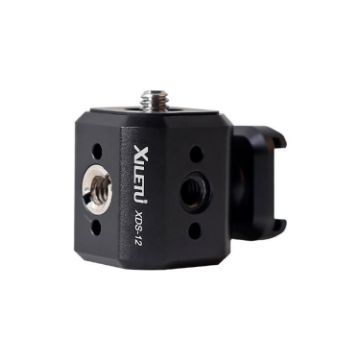 XILETU Tripod Adapter with Cold Shoe, 3/8" & 1/4" Threads, ARRI Hole - 1