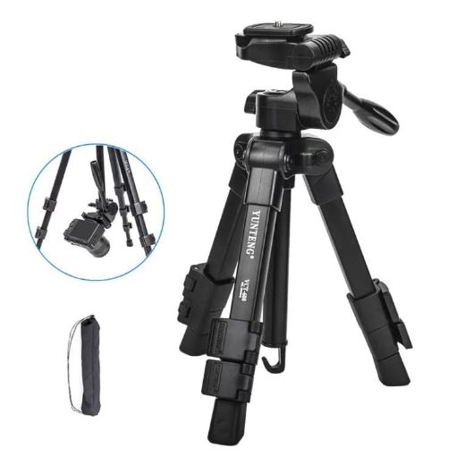 YUNTENG VCT-608 Camera Tripod 11.8-25.4" with 360 Pan Head, Black - 1