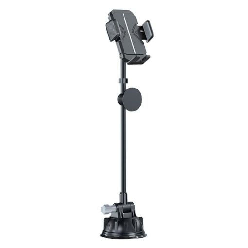 Bendable Hose Car Phone Holder with Large Suction Cup (Gray) - 1