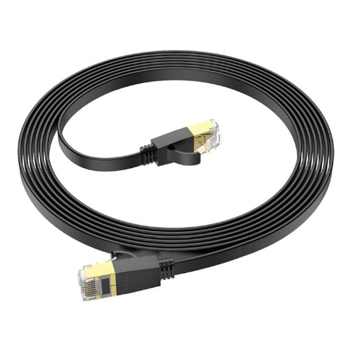 hoco US07 Cat 6 Pure Copper Gigabit Flat Cable 3m (Black) - 1