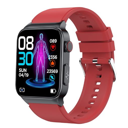 E500 1.83" HD Smart Watch with ECG & Blood Sugar Monitor (Red) - 1