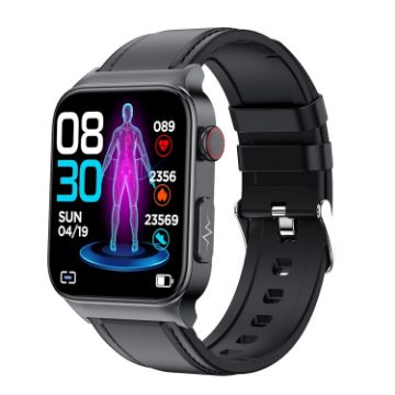 E500 1.83" HD Smart Watch ECG Monitoring & Blood Sugar, Black - 1