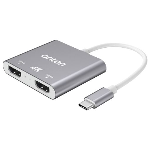 Onten OTN-9175B 4K USB-C to Dual HDMI Converter (White) - 1
