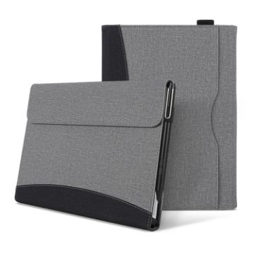 Surface Go 3/2/1 Case - Black Grey Cloth & Leather Cover - 1