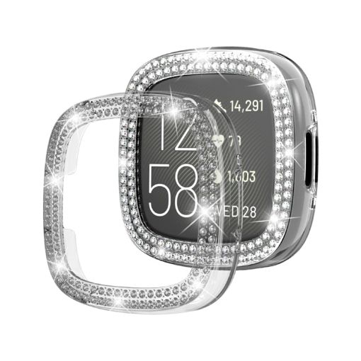 Fitbit Versa 4 Double-Row Diamond Electroplated Watch Case (Clear) - 1