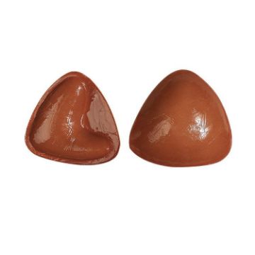 XL/D Brown Skin Silicone Triangle Breast Pads in Orange Box - 1