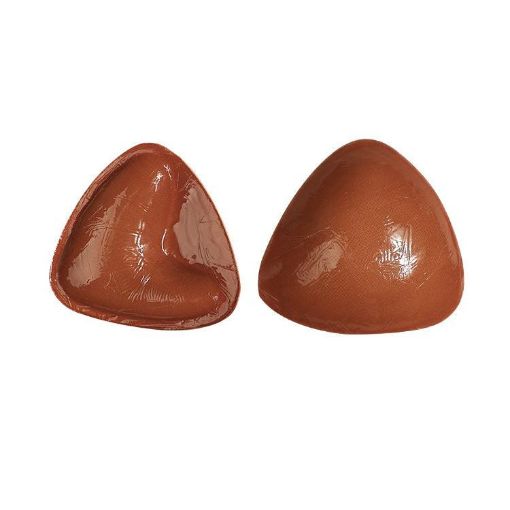 XL/D Brown Skin Silicone Triangle Breast Pads in Orange Box - 1