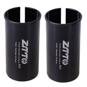 ZTTO 33.9-34.9mm Bicycle Seat Post Conversion Sleeve 2pcs (Black) - 1