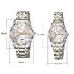 SKMEI Men's Quartz Watch, Diamond Case, Silver Gold Strap, Waterproof - 4