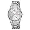 SKMEI Men's Silver Quartz Watch with Diamond Case & Luminous Feature - 1