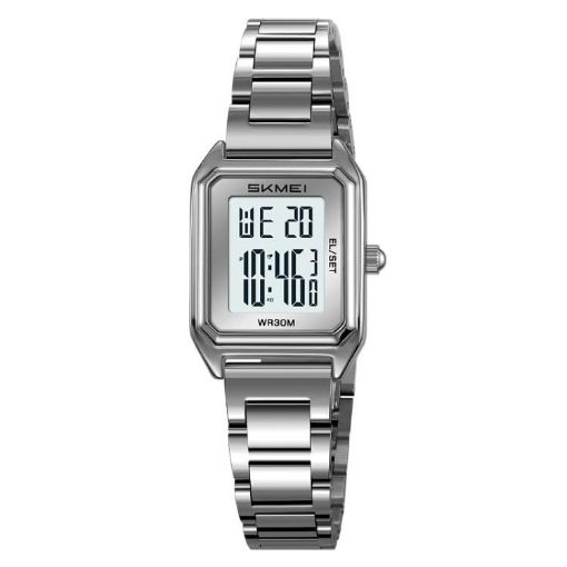 SKMEI 2493 Women's Silver Case Steel Strap Square Watch - 1